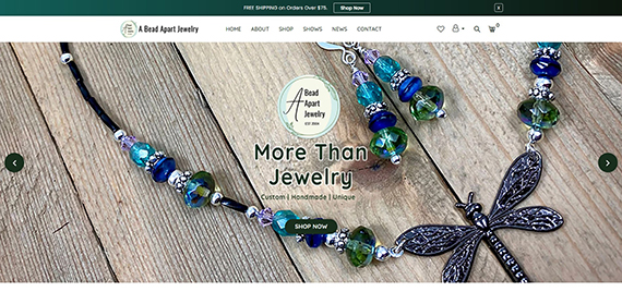 A Bead Apart Jewelry Website Sreenshot