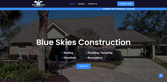 Blue Skies Construction Website Screenshot